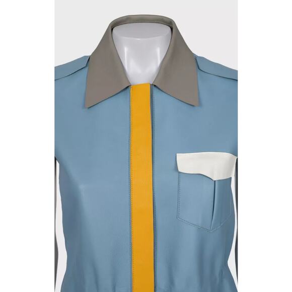 Fendi Blue Leather Multicolor Vest, Size IT40/S - Picture 4 of 4